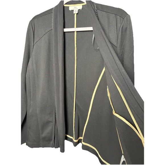 H Halston Open Front Blazer Jacket Women’s Size Medium Black Ivory Trim Office - Picture 6 of 10